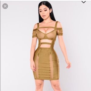 NWT!! Fashion Nova Bandage Olive Mesh Dress